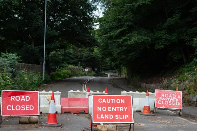 Park Road in Elland is closed due to damage caused by a landslip