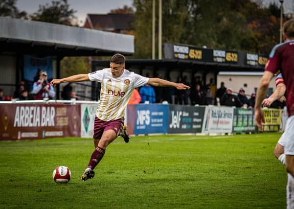 Jeff King, during Town's previous outing, their 2-0 defeat in the FA Cup at South Shields on October 24. Photo: TS Media