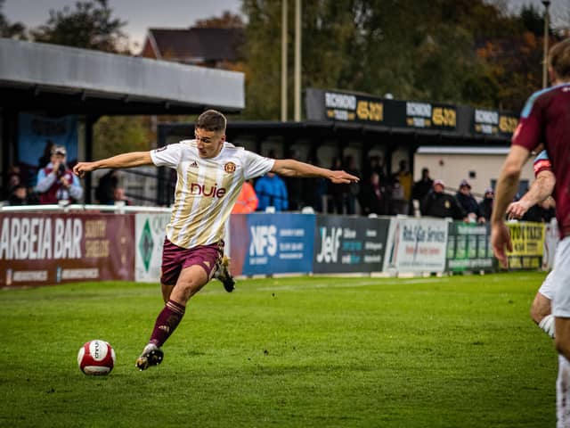 Jeff King, during Town's previous outing, their 2-0 defeat in the FA Cup at South Shields on October 24. Photo: TS Media