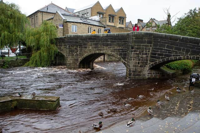 High river levels in Hebden Bridge had people worried about flooding