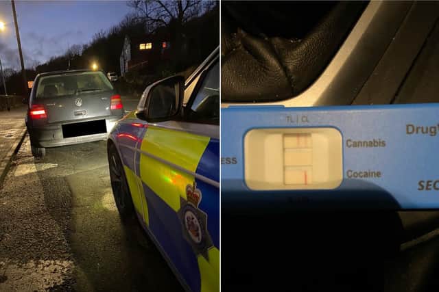 A driver was arrested after failing a drugs test and cannabis was found in the vehicle
