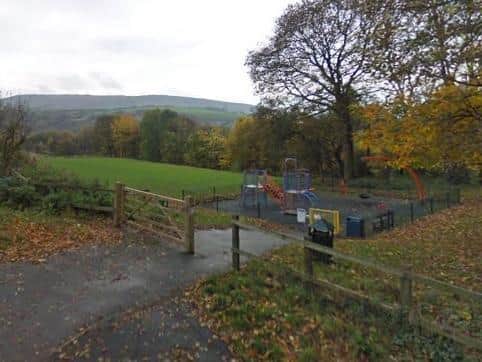Denis’s Field, in front of Woodlands Avenue, Todmorden, has a playground, green space and growing area (Google)