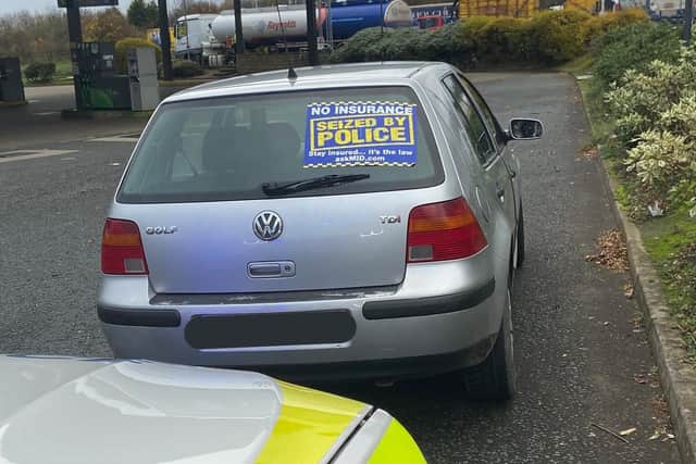 The VW Golf was seized by police at Hartshead services