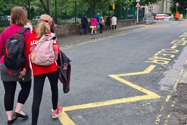 Children making their way to school