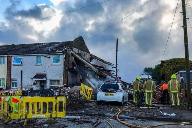 The aftermath of the explosion in Green Lane, Illingworth