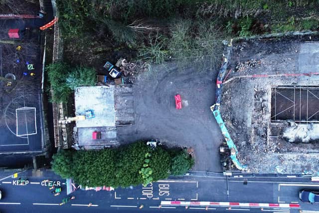 Aerial view of the demolished chapel in Todmorden
