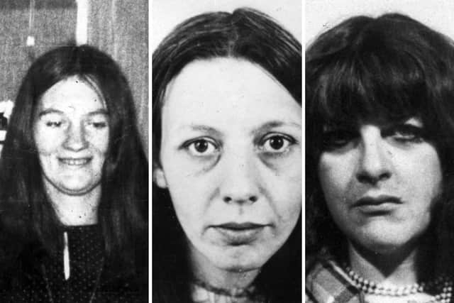 Left to right - Helen Rytka, Irene Richardson, Vera Millward and Patricia Atkinson, who were all victims of Peter Sutcliffe