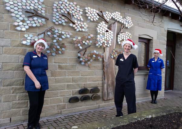 Sister Maureen Goulden, Dr Rhona Parrish and nurse Fiona Hinton, Overgate nurses launch Christmas appeal at Overgate Hospice, Elland