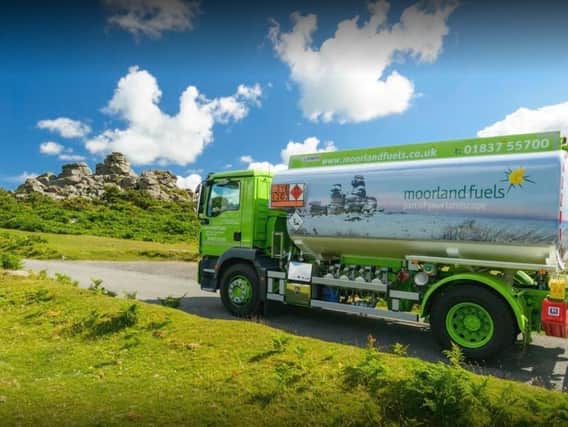 Moorland Fuels fuel delivery tanker in Devon
