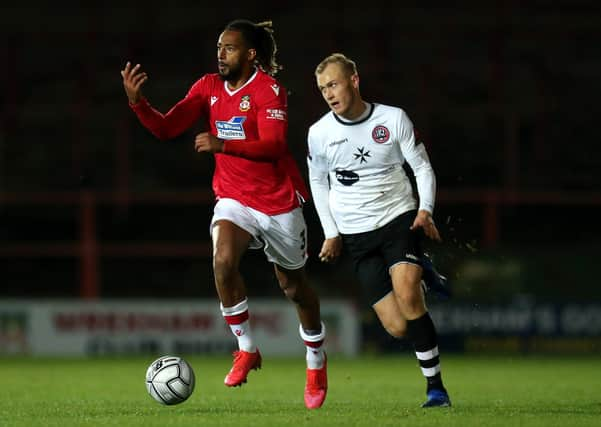 Maidenhead's top scorer Sam Barratt (right) in action against Wrexham earlier this season. (Photo by Lewis Storey/Getty Images)