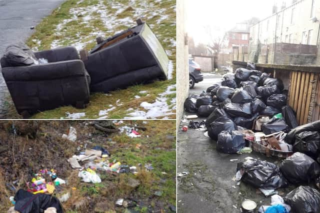 Council Community Safety wardens take pictures of incidents of fly-tipping like these when they discover them. Pictures: Calderdale Council