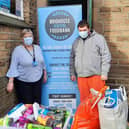 George Davidson with the donation to foodbank.