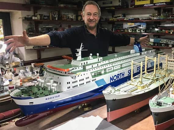Carl Barlow, 57, has been working on the laborious project to create a 6ft model of the MV Norstar for the last three years