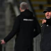 TORQUAY, ENGLAND - OCTOBER 13:  Gary Johnson, Manager of Torquay United reacts during the Vanarama National League match between Torquay United and Chesterfield at Plainmoor on October 13, 2020 in Torquay, England. Sporting stadiums around the UK remain under strict restrictions due to the Coronavirus Pandemic as Government social distancing laws prohibit fans inside venues resulting in games being played behind closed doors. (Photo by Dan Mullan/Getty Images)