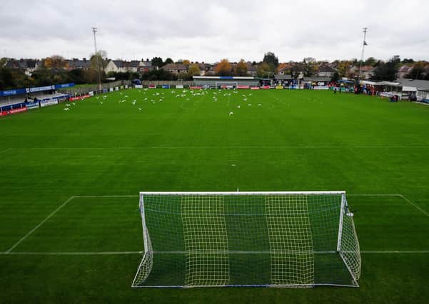 A general view of the pitch at Wealdstone FC. (Photo by Dan Mullan/Getty Images)