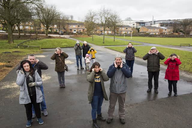 Yvonne Cooper, centre, who is organising a petition about the 'Holmfield hum'.