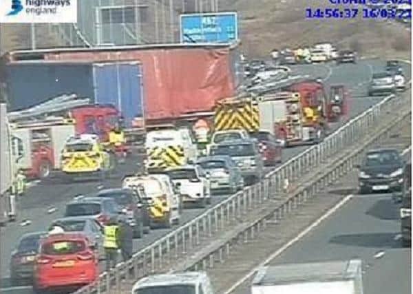 Scene of the crash on the M62 (Highways England)