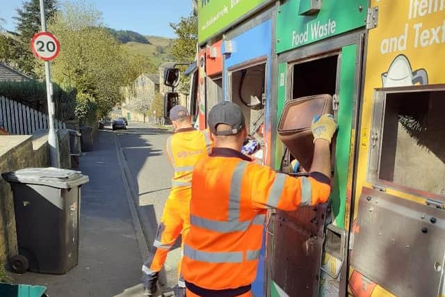 SUEZ staff collecting waste and recycling in Calderdale.