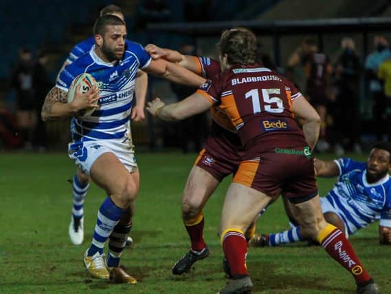 Action from Halifax's defeat to Batley. Pic: Simon Hall/OMH Rugby Pics