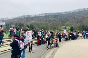 More than 100 people march to protect right to protest in Todmorden. Picture: Beth Whittaker.