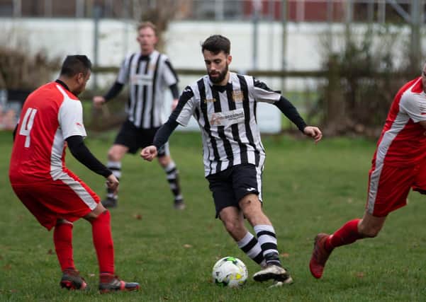 Actions from Sowerby Bridge v Hebden Royd Red Star, at Sowerby Bridge. Pictured is Damian Randall