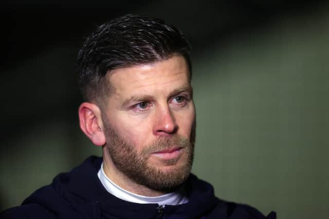 BOREHAMWOOD, ENGLAND - JANUARY 08: Luke Garrard manager of Boreham Wood during the Emirates FA Cup Third Round match between Boreham Wood and AFC Wimbledon at Meadow Park on January 08, 2022 in Borehamwood, England. (Photo by Catherine Ivill/Getty Images)