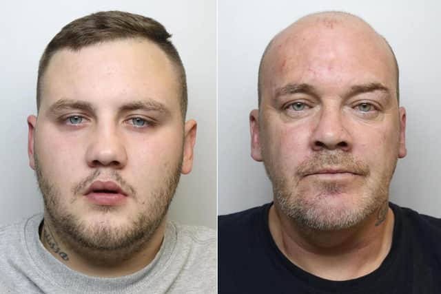 Darren McCrory (right) and his son Marc McCrory were each jailed for four years for burgling a family home on Haigh Moor Road, Tingley, in November last year.