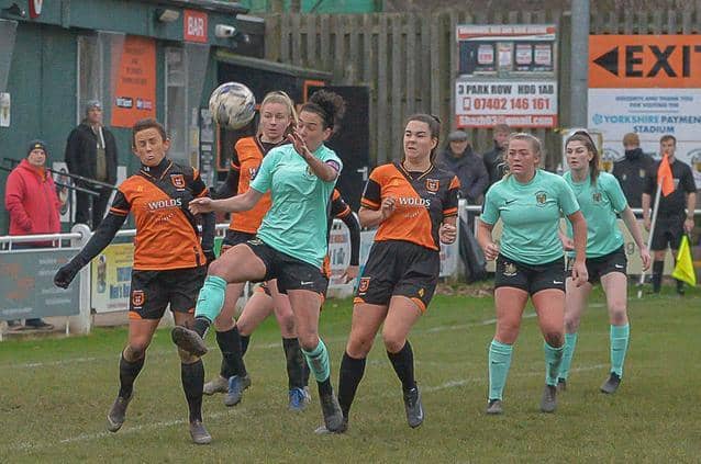 Action from Brighouse Town Women's fine win over Hull City. Picture: Ray Spencer