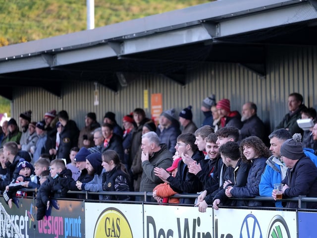 The fans cheer on Boro at the Flamingo Land Stadium