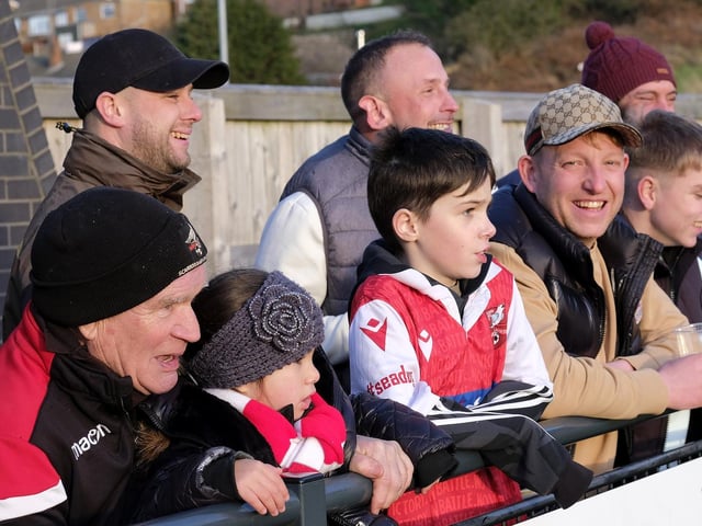 Boro fans are all smiles at the game v grantham Town