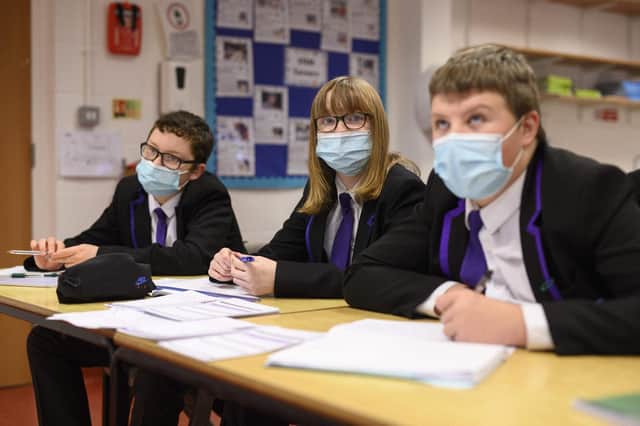 Students wearing face masks at Park Lane Academy in Halifax