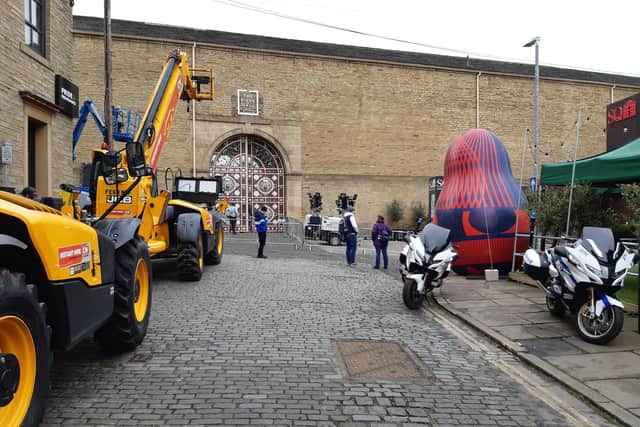 Filming is continuing at The Piece Hall in Halifax today