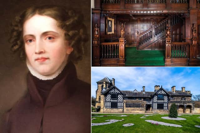 Anne Lister framed portrait and  Anne Lister staircase, Shibden Hall, Halifax (credit: Calderdale Museums)