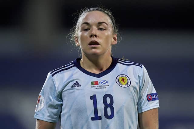 Scotland and Manchester United star Kirsty Hanson. Picture: Jose Manuel Alvarez / Quality Sport Images / Getty Images