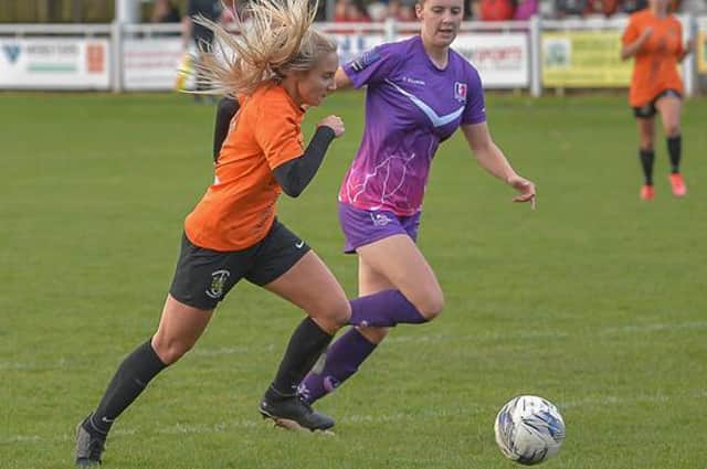 Drew Greene opened the scoring but it proved to be just a consolation for Brighouse Town Women. Pic: Ray Spencer