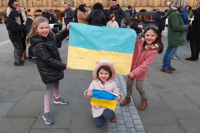 Youngsters show their support for Ukraine at Halifax's Piece Hall
