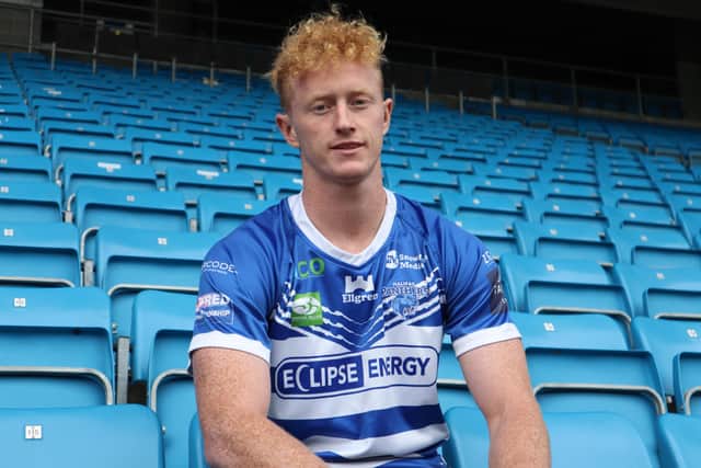 Lachlan Walmsley scored a sensational interception try to set home fans' hearts racing in the fourth-round Challenge Cup tie against Featherstone Rovers at The Shay. Picture: Halifax Panthers RL.
