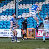 Lachlan Walmsley in action against Featherstone Rovers. Pic: Simon Hall