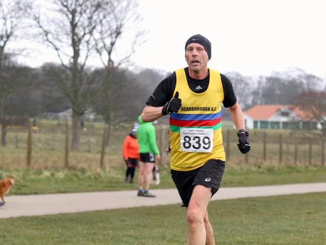 A Scarborough AC athlete in action at the East Yorkshire Cross Country League fixture at Sewerby
Photo by TCF Photography