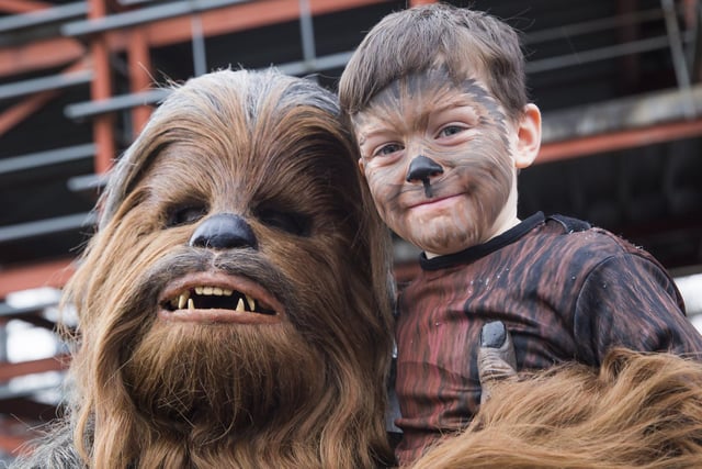 Owen Scarisbrick, five, with Chewbacca.