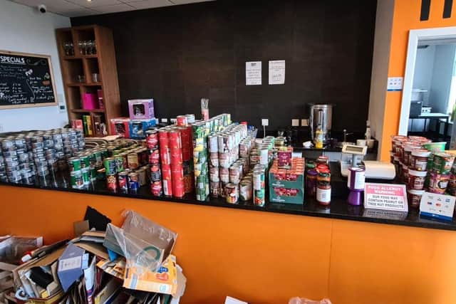 The cafe's food bank