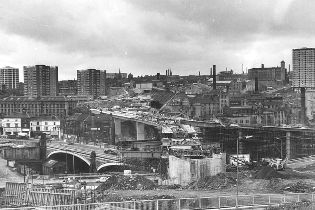 Halifax inner ring road under construction in 1973.