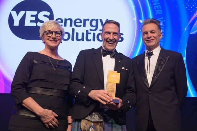 CEO of YES Energy Solutions Duncan McCombie being presented with Energy Management Project of the Year at the EDIE Sustainability Leaders Awards.