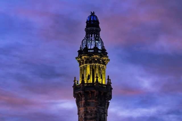 Wainhouse Tower will continue to be lit up yellow and blue. Photo by Christian Wilkinson