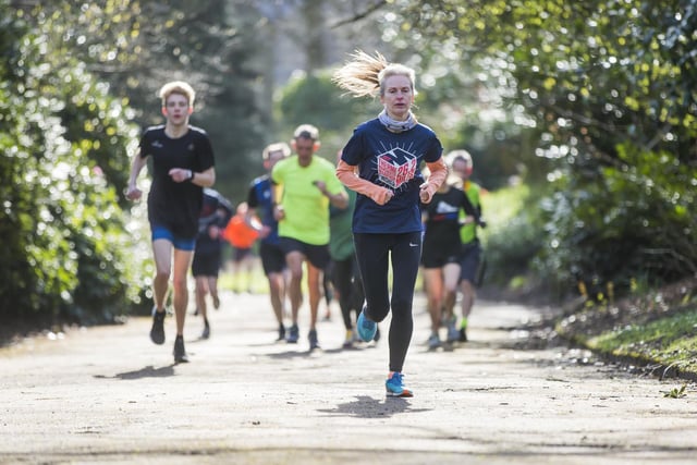 Runners take part in Saturday's Halifax parkrun, at Shroggs Park. Picture: Jim Fitton