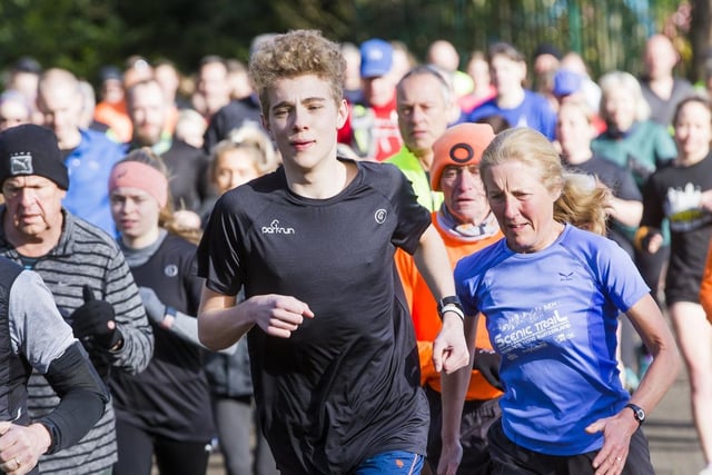 Runners take part in Saturday's Halifax parkrun, at Shroggs Park. Picture: Jim Fitton