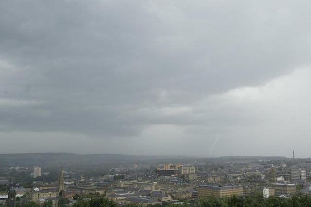 Storm clouds building on Halifax town centre in 2004.