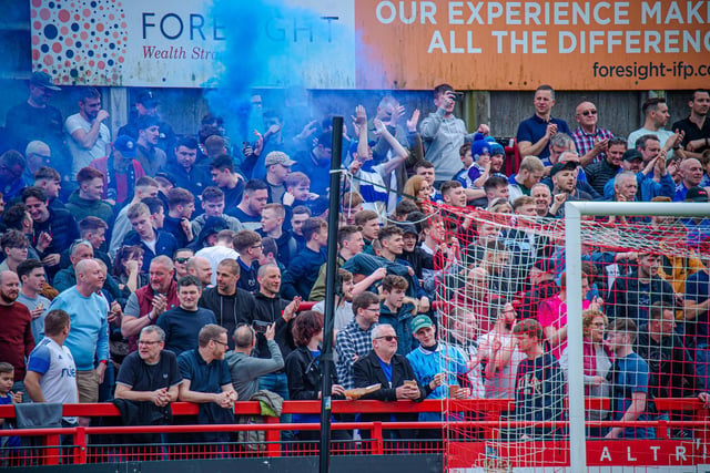 Altrincham v FC Halifax Town. Photo: Marcus Branston. FC Halifax Town fans