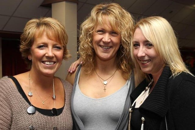 Big night out at the Fax v Sheffield playoff match in the new east stand at the Shay Stadium in 2010. Pictured from left are Tracy Croad, Caroline Taylor and Tracey Emmett