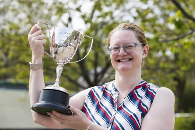 Winner Helen Doodson with her trophy